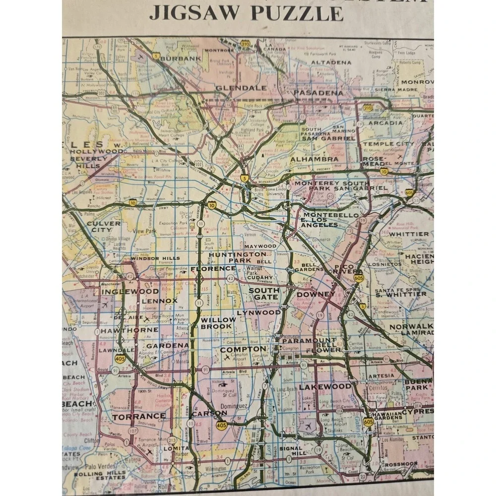 Vintage Los Angeles Freeway System Map 500 Pc Jigsaw‎ Puzzle Sealed Rand McNally